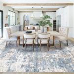 8x10 Area Rugs for Living Room, Washable Modern Abstract Large Area Rug Neutral Soft Non Slip Kids Rug Stain Resistant Indoor Carpet for Bedroom Nursery Dining Room Playroom Home Office(Blue, 8'x10')