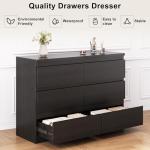 Jocoevol Modern Black 6 Drawer Dresser - Simply Chest of Drawers for Bedroom, Closet, Living Room, Hallway, Entryway, Wood Storage Double Dresser with Smooth Metal Rails - Black