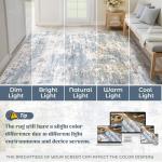 8x10 Area Rugs for Living Room, Washable Modern Abstract Large Area Rug Neutral Soft Non Slip Kids Rug Stain Resistant Indoor Carpet for Bedroom Nursery Dining Room Playroom Home Office(Blue, 8'x10')