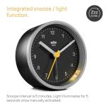 Braun Classic Analogue Alarm Clock with Snooze and Light, Quiet Quartz Movement, Crescendo Beep Alarm in White and Rose, Model BC12PW.