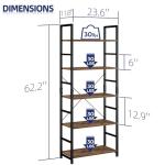 NUMENN 5 Tier Bookshelf, Tall Bookcase Shelf Storage Organizer, Modern Book Shelf for Bedroom, Living Room and Home Office, Vintage