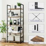 NUMENN 5 Tier Bookshelf, Tall Bookcase Shelf Storage Organizer, Modern Book Shelf for Bedroom, Living Room and Home Office, Vintage