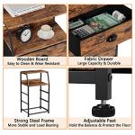 Furnulem Nightstand with 3 Drawers and 2-Tier Shelf, Fabric Small Dresser Organizer Vertical Storage Tower for Bedroom, Closet, Hallway, Nursery, End Table Side Furniture, Sturdy Steel Frame, Wood Top