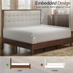 Jocisland Wood King Size Bed Frame,Tall Upholstered Tufted Headboard, Solid Wood Platform, No Box Spring Needed, Walnut