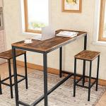 MAHANCRIS Bar Stools, Set of 2 Bar Chairs, Kitchen Breakfast Bar Stools with Footrest, 25.8" Dining Stools, Rectangular Industrial Bar Chairs, for Dining Room, Kitchen,Rustic Brown BAHR0101Z