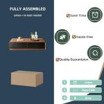 Luxury Solid Wood Coffee Table with Hidden Storage Drawers, Fully Assembled Mid Century Rectangle Center Tables for Living Room, Premium Walnut Black Finish, No Installation Needed