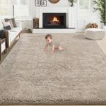 8x10 Area Rug for Living Room: Fluffy Shag Soft Washable Rugs Large Fuzzy Plush Indoor Carpet for Bedroom Nursery Playroom Kids Girls Boys Room (Camel, 8'x10')