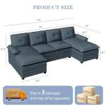 Shintenchi U Shaped Sectional Couch for Living Room,110" 4-Seater Comfy Couch with Double Chaise,Deep Seat Modular Sofa Couches with Thick Cushion & Soft Backrest,Dark Gray