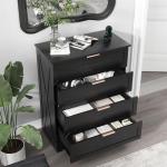 FTZxHKLX Modern 4 Drawer Dresser for Bedroom, Tall Bedroom Dresser with Large Drawer & Rose Gold Handles, Wooden Storage Organizer Cabinet Chest of Drawer for Closet, Living Room, Hallway, Black