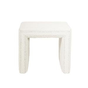 HomePop Modern Channel Tufted Ottoman Home Décor|Ottoman for Living Room & Bedroom - Cream Boucle
