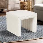 HomePop Modern Channel Tufted Ottoman Home Décor|Ottoman for Living Room & Bedroom - Cream Boucle