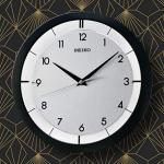 SEIKO 11 Inch St James Brushed Metal Wall Clock, Black