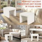 HomePop Modern Channel Tufted Ottoman Home Décor|Ottoman for Living Room & Bedroom - Cream Boucle