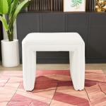 HomePop Modern Channel Tufted Ottoman Home Décor|Ottoman for Living Room & Bedroom - Cream Boucle