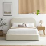 Modway Keynote Modern King Size Bed Frame with Curve Shaped Headboard in Alabaster, Upholstered Performance Velvet King Platform Bed, Soft Cloud Bed Frame, No Box Spring Needed