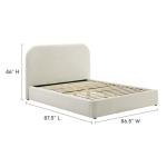 Modway Keynote Modern King Size Bed Frame with Curve Shaped Headboard in Alabaster, Upholstered Performance Velvet King Platform Bed, Soft Cloud Bed Frame, No Box Spring Needed