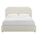 Modway Keynote Modern King Size Bed Frame with Curve Shaped Headboard in Alabaster, Upholstered Performance Velvet King Platform Bed, Soft Cloud Bed Frame, No Box Spring Needed