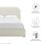 Modway Keynote Modern King Size Bed Frame with Curve Shaped Headboard in Alabaster, Upholstered Performance Velvet King Platform Bed, Soft Cloud Bed Frame, No Box Spring Needed