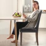 DUMOS Dining Chairs Set of 6, Moden PU Leather Kitchen Table Chairs with Wooden Legs and Padded Seat for Dining Room/Kitchen/Living Room/Restaurant, Brown