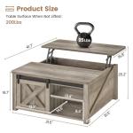 SEDETA 31.5" Lift Top Coffee Table with Storage, Square Coffee Tables for Living Room, Farmhouse Coffee Table with Large Hidden Storage Compartment and Adjustable Shelves, Grey