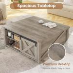 SEDETA 31.5" Lift Top Coffee Table with Storage, Square Coffee Tables for Living Room, Farmhouse Coffee Table with Large Hidden Storage Compartment and Adjustable Shelves, Grey