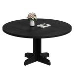 IDEALHOUSE Round Dining Table for 4, 47 Inches Dining Room Table with Wooden Base, Circle Kitchen Dinner Table for Dining Room, Kitchen, Living Room (Table Only), Black