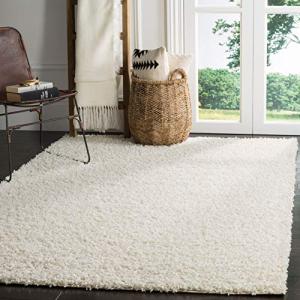 SAFAVIEH Athens Shag Collection Area Rug - 9' x 12', Off White, Non-Shedding & Easy Care, 1.5-inch Thick Ideal for High Traffic Areas in Living Room, Bedroom (SGA119B)