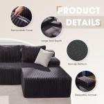 Hobestluk 96” Modular Sectional Sofa Couches L-Shape Couch 3 Seat Modular Sofa Memory Foam Sectional Couches for Living Room, Cloud Couch with Oversized Chaise (Grey, Stripe (Right Facing Chaise))