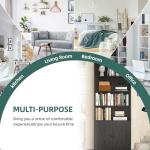 Shintenchi Bookshelf, Industrial Bookshelves and Bookcases with Doors Floor Standing 6 Shelf Display Storage Shelves 70.6 inches Tall Bookcase for Home Office, Living Room (Black)