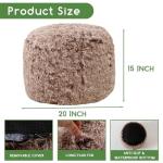 HIGOGOGO Round Stuffed Pouf Ottoman, Long Faux Fur Poufs with Foam Chunk Filling, Fluffy and Furry Pouf Foot Stool Storage Ottoman, 20 X 15 Floor Poufs Foot Rest for Living Room, Snow Coffee