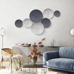 TEIPAI Silver and Gray Metal Wall Decor for Living Room, 7PCS Hanging Wall Art Sculptures for Office Dining Room Decoration, Modern Silver Home Decor for Apartment Bedroom New Home Gift