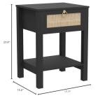 SICOTAS Rattan Nightstand Set of 2, Rattan Decor Drawer with Brass Knobs Night Stand Bedside Table Boho End Tables Side Tables with Storage Shelf for Bedroom,Small Space