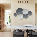 TEIPAI Silver and Gray Metal Wall Decor for Living Room, 7PCS Hanging Wall Art Sculptures for Office Dining Room Decoration, Modern Silver Home Decor for Apartment Bedroom New Home Gift