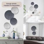 TEIPAI Silver and Gray Metal Wall Decor for Living Room, 7PCS Hanging Wall Art Sculptures for Office Dining Room Decoration, Modern Silver Home Decor for Apartment Bedroom New Home Gift