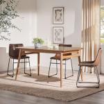 Walker Edison Mid-Century Modern Solid Wood Tapered-Leg Dining Table, 59 Inch, Walnut