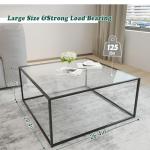 Glass Coffee Table Modern Center Table,Minimalist Coffee Table Sofa Side Tea Table for Living Room,Tempered Glass-top with Sturdy Metal Frame, Easy Assembly,26.4 x 26.4 x 15.7 Inches, Black