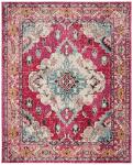 SAFAVIEH Monaco Collection Area Rug - 8' x 10', Pink & Multi, Boho Chic Medallion Distressed Design, Non-Shedding & Easy Care, Ideal for High Traffic Areas in Living Room, Bedroom (MNC243D)
