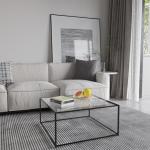 Glass Coffee Table Modern Center Table,Minimalist Coffee Table Sofa Side Tea Table for Living Room,Tempered Glass-top with Sturdy Metal Frame, Easy Assembly,26.4 x 26.4 x 15.7 Inches, Black