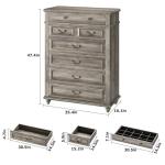 Jocoevol 7 Drawer Dresser, Vintage Design Bedroom Dressers with Drawers, Dresser Farmhouse with Natural Texture, Tall Dressers for Bedroom, Living Room, Grey