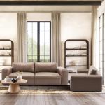 COLAMY 95" Oversized PU Leather Sofa, Comfy Sofa Couch with Extra Deep Seats, Wide Arm, Down Filled 3-Seater Modern Sofa for Living Room, Apartment Lounge-WolfGrey