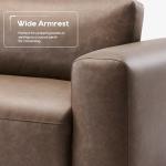 COLAMY 95" Oversized PU Leather Sofa, Comfy Sofa Couch with Extra Deep Seats, Wide Arm, Down Filled 3-Seater Modern Sofa for Living Room, Apartment Lounge-WolfGrey