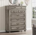 Jocoevol 7 Drawer Dresser, Vintage Design Bedroom Dressers with Drawers, Dresser Farmhouse with Natural Texture, Tall Dressers for Bedroom, Living Room, Grey