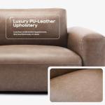 COLAMY 95" Oversized PU Leather Sofa, Comfy Sofa Couch with Extra Deep Seats, Wide Arm, Down Filled 3-Seater Modern Sofa for Living Room, Apartment Lounge-WolfGrey