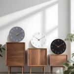 Mosewa Wall Clock Battery Operated 10 Inch Black Silent Non Ticking Simple Minimalist Style Rose Gold Numbers Decorative for Living Room Kitchen Home Office Bathroom