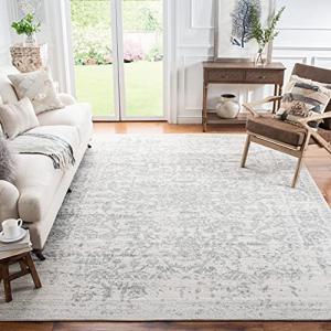 SAFAVIEH Area Rug 8x10 - Madison Collection - Large - Silver & Ivory, Snowflake Medallion Distressed Design, Non-Shedding & Easy Cleaning, Ideal for Living Room, Bedroom, Office, Dining (MAD603G)