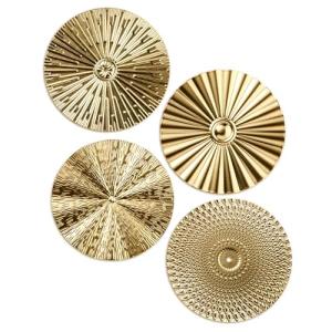 Hicarer 4 Pcs 12 Inch Metal Wall Art Decor Sunburst Hanging Metal Artwork Decor Wall Art Decorations for Home Living Room Office Gift for Christmas(Gold)
