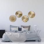 Hicarer 4 Pcs 12 Inch Metal Wall Art Decor Sunburst Hanging Metal Artwork Decor Wall Art Decorations for Home Living Room Office Gift for Christmas(Gold)