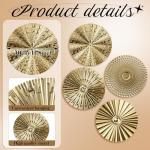 Hicarer 4 Pcs 12 Inch Metal Wall Art Decor Sunburst Hanging Metal Artwork Decor Wall Art Decorations for Home Living Room Office Gift for Christmas(Gold)