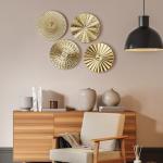 Hicarer 4 Pcs 12 Inch Metal Wall Art Decor Sunburst Hanging Metal Artwork Decor Wall Art Decorations for Home Living Room Office Gift for Christmas(Gold)