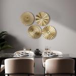 Hicarer 4 Pcs 12 Inch Metal Wall Art Decor Sunburst Hanging Metal Artwork Decor Wall Art Decorations for Home Living Room Office Gift for Christmas(Gold)